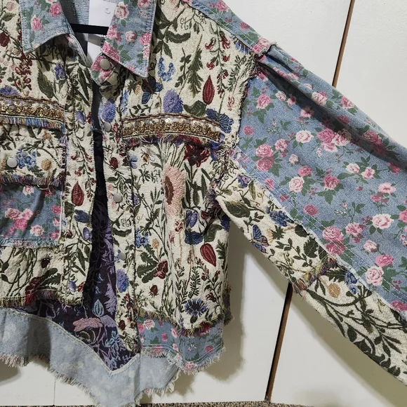 NWT Shop Stevie POL Floral Denim Jacket - Picture 5 of 9